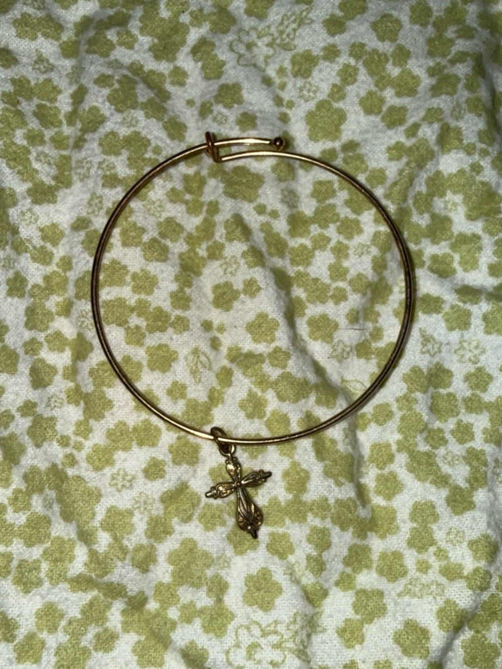 Gold Cross Charm Bangle Bracelet - Women Jewelry